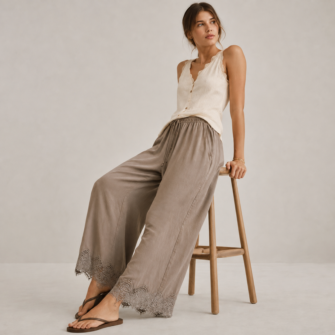 Aurelie Lace-Trimmed Pants
