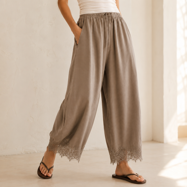 Aurelie Lace-Trimmed Pants