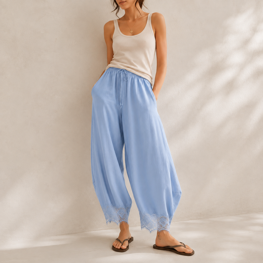 Aurelie Lace-Trimmed Pants
