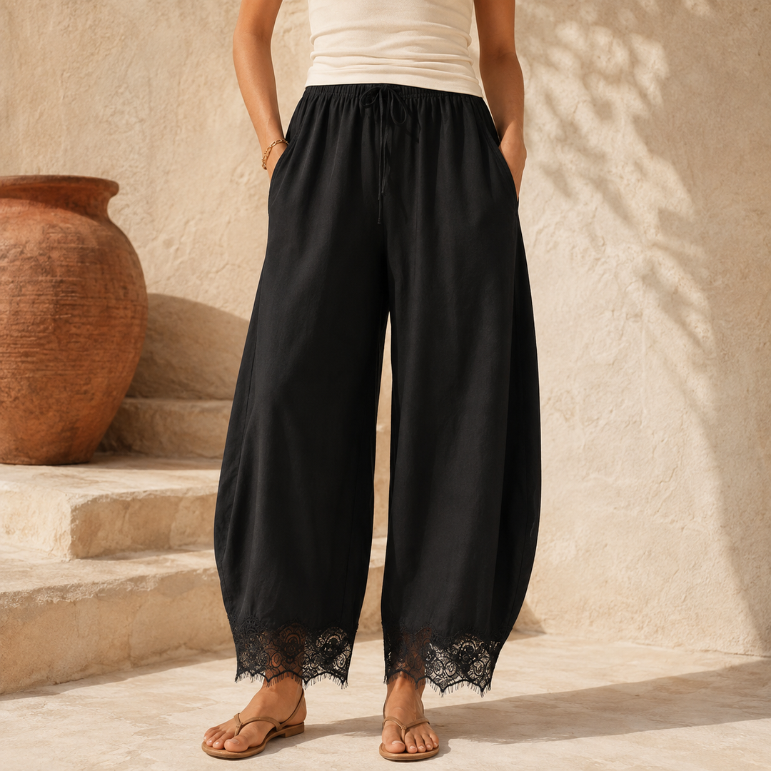 Aurelie Lace-Trimmed Pants