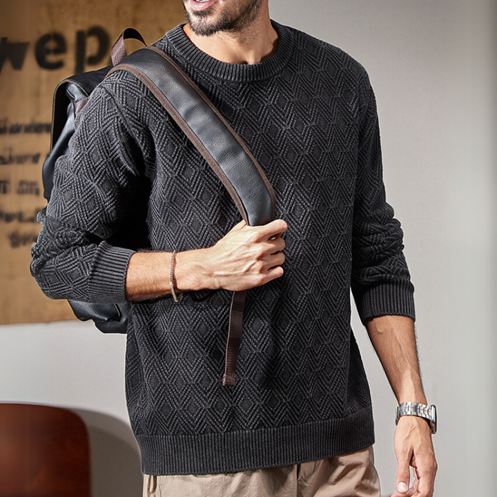 Raised Diamond Knit Pullover