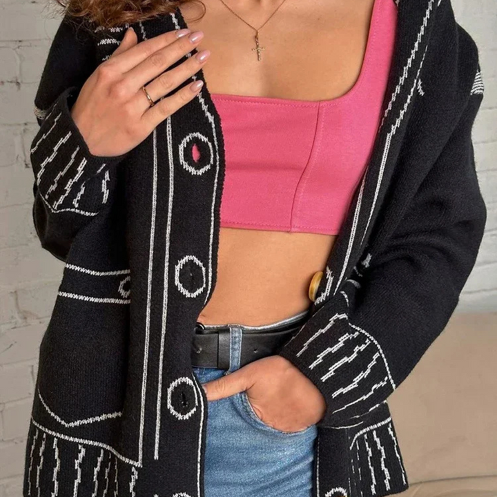 Oversized Animated Knitted Cardigan