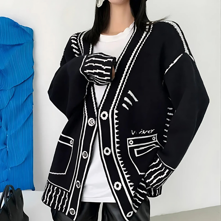 Oversized Animated Knitted Cardigan