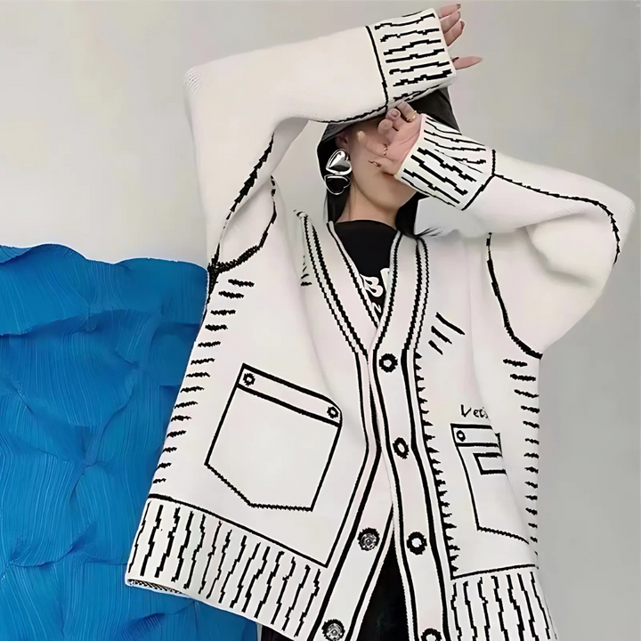 Oversized Animated Knitted Cardigan