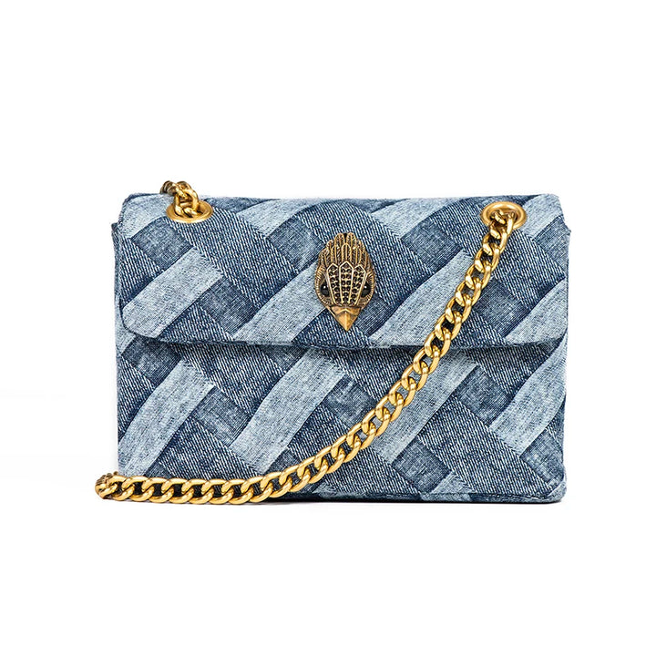 Woven Denim Chain Shoulder Bag