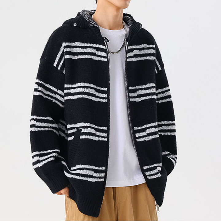 Sketch Stripe Hooded Cardigan