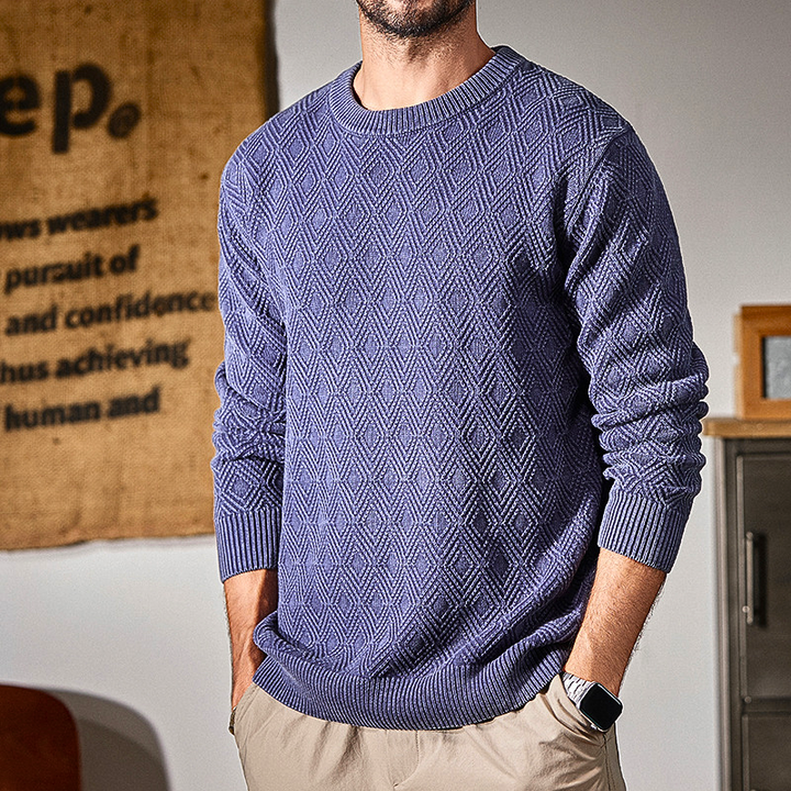 Raised Diamond Knit Pullover