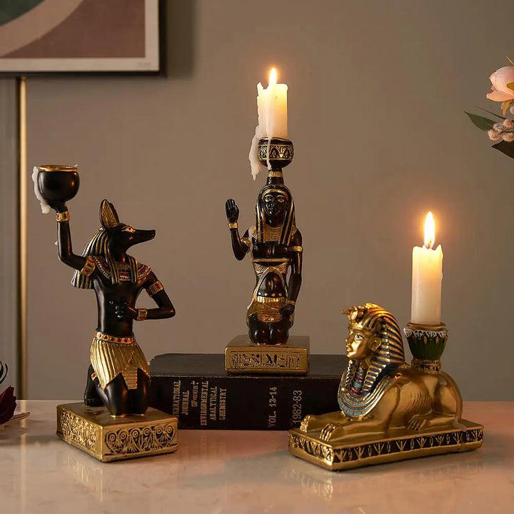 Ancient-Egypt Candle Holder Figurines