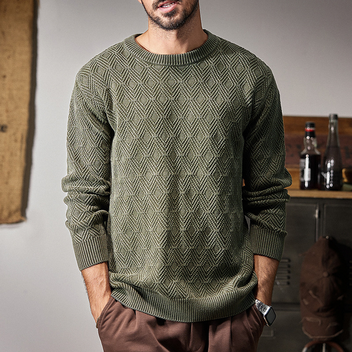 Raised Diamond Knit Pullover