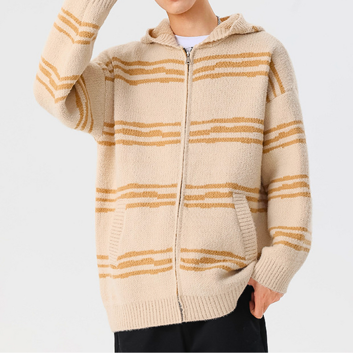 Sketch Stripe Hooded Cardigan