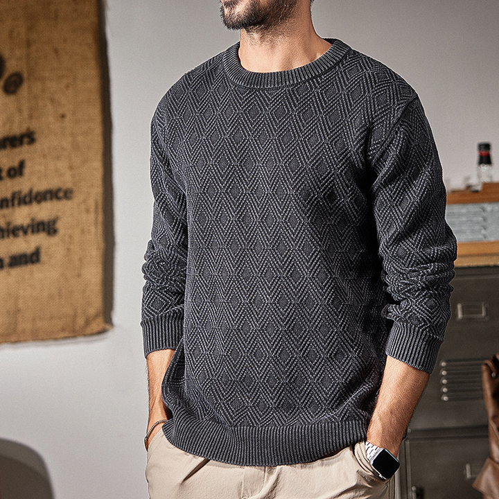 Raised Diamond Knit Pullover