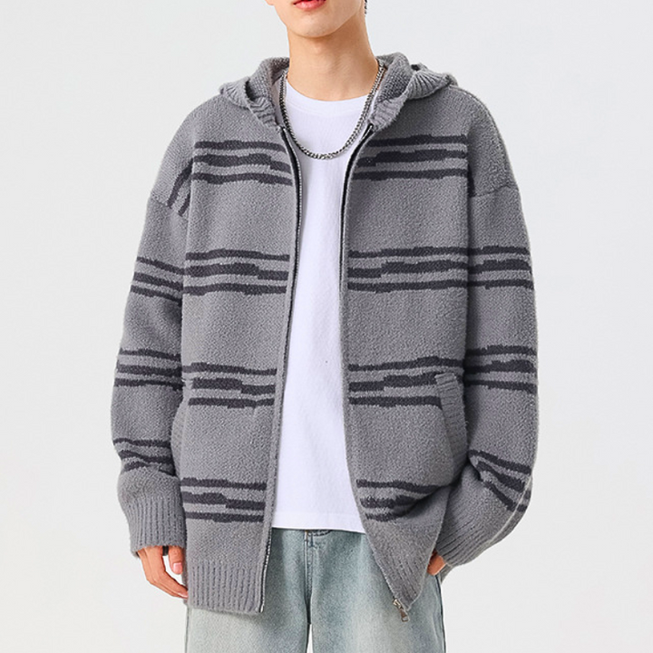 Sketch Stripe Hooded Cardigan