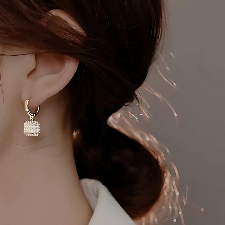 14K Gold-Plated Cubic Pearl Earrings