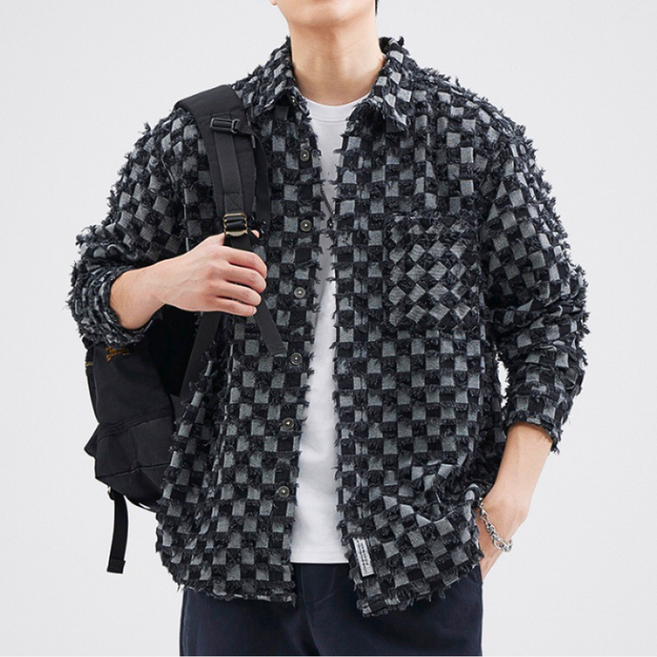 Frayed Patchwork Denim Jacket