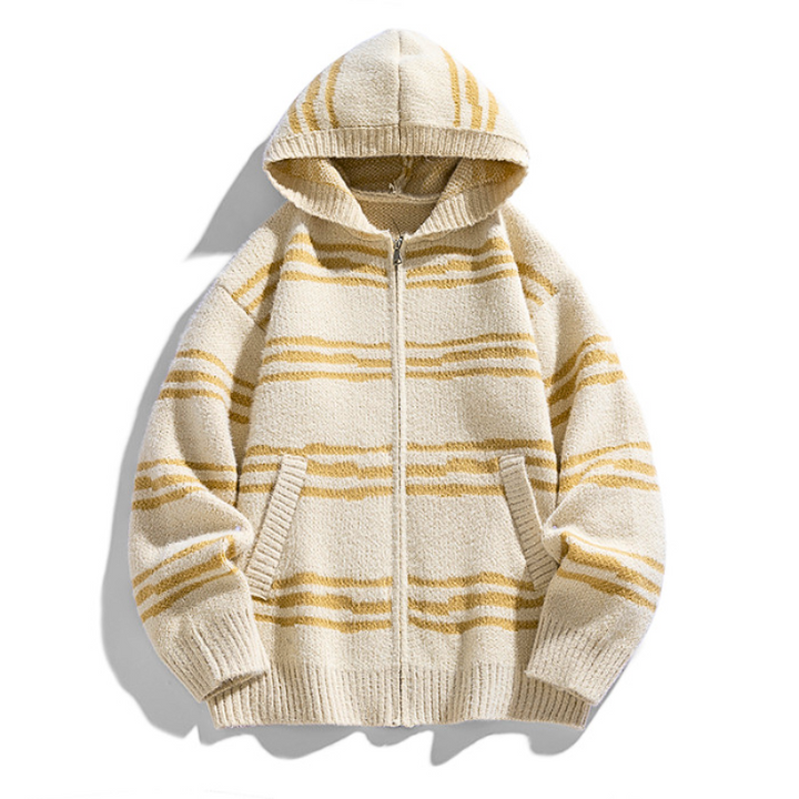 Sketch Stripe Hooded Cardigan