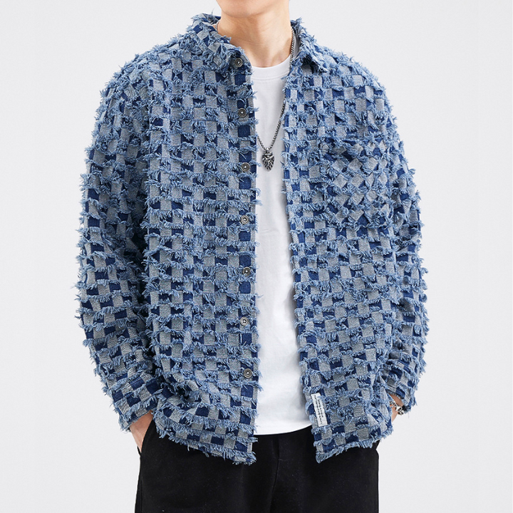 Frayed Patchwork Denim Jacket