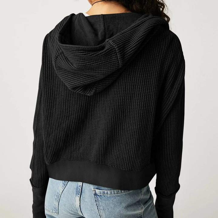Waffle Knit Zip-Up Sweatshirt