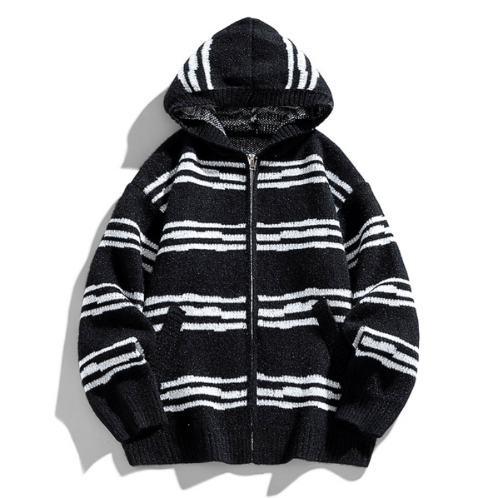 Sketch Stripe Hooded Cardigan