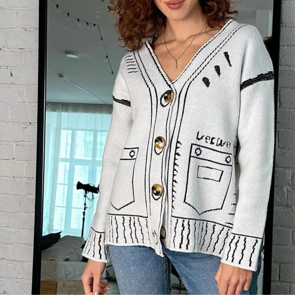 Oversized Animated Knitted Cardigan