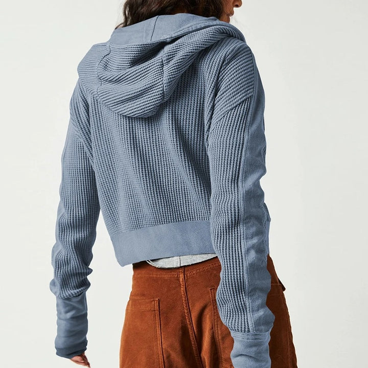 Waffle Knit Zip-Up Sweatshirt