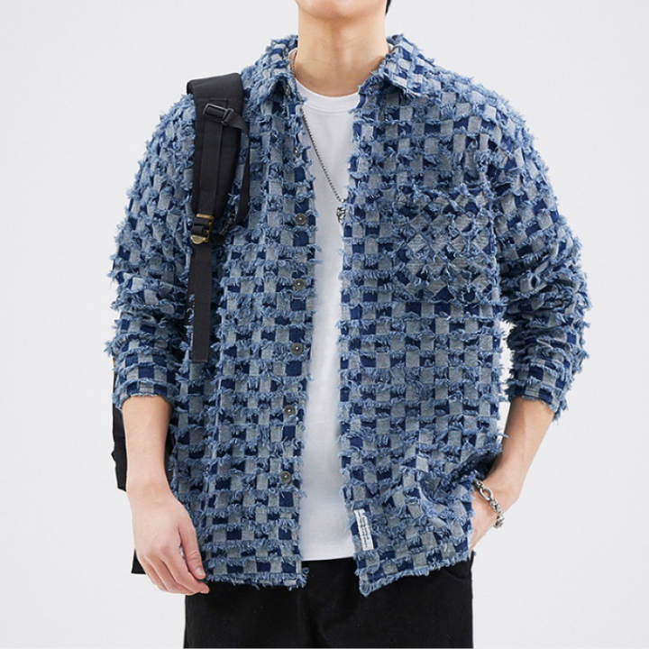 Frayed Patchwork Denim Jacket