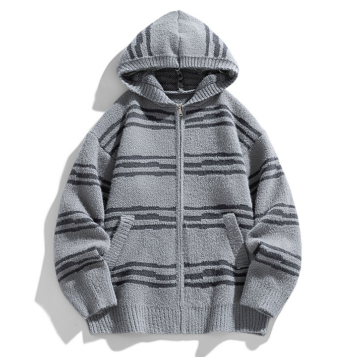 Sketch Stripe Hooded Cardigan