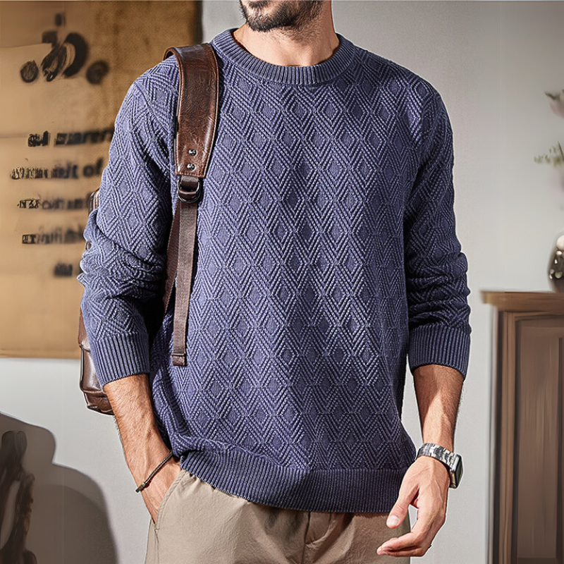 Raised Diamond Knit Pullover