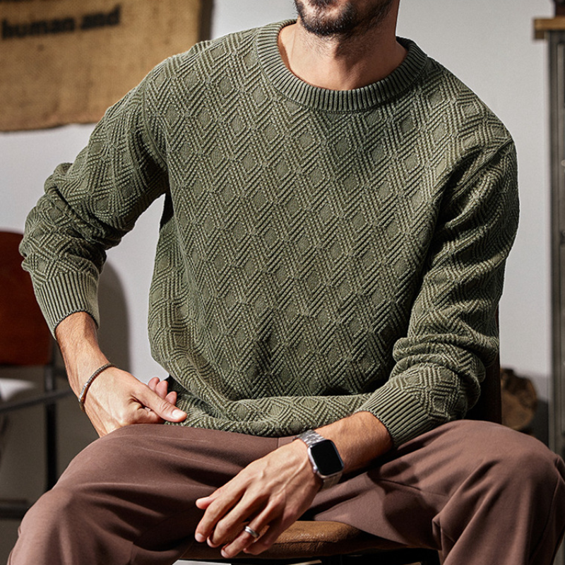 Raised Diamond Knit Pullover