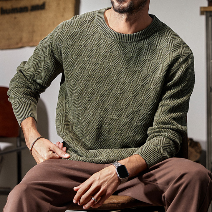 Raised Diamond Knit Pullover