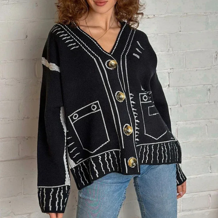 Oversized Animated Knitted Cardigan