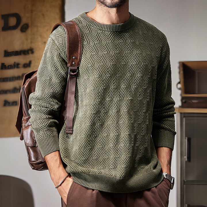 Raised Diamond Knit Pullover