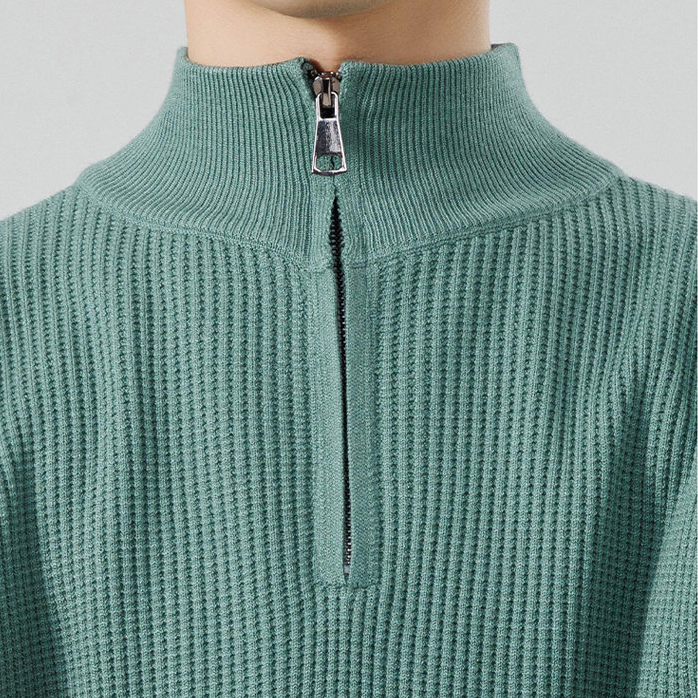 Ribbed Knit Quarter-Zip Sweater