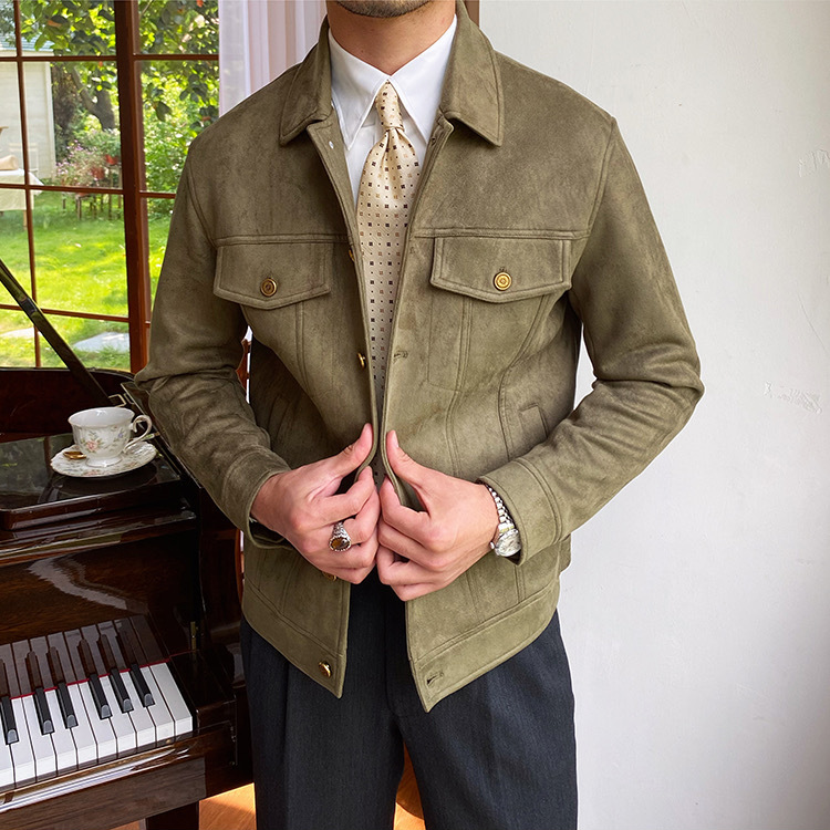 Rugged Suede Button-up Jacket