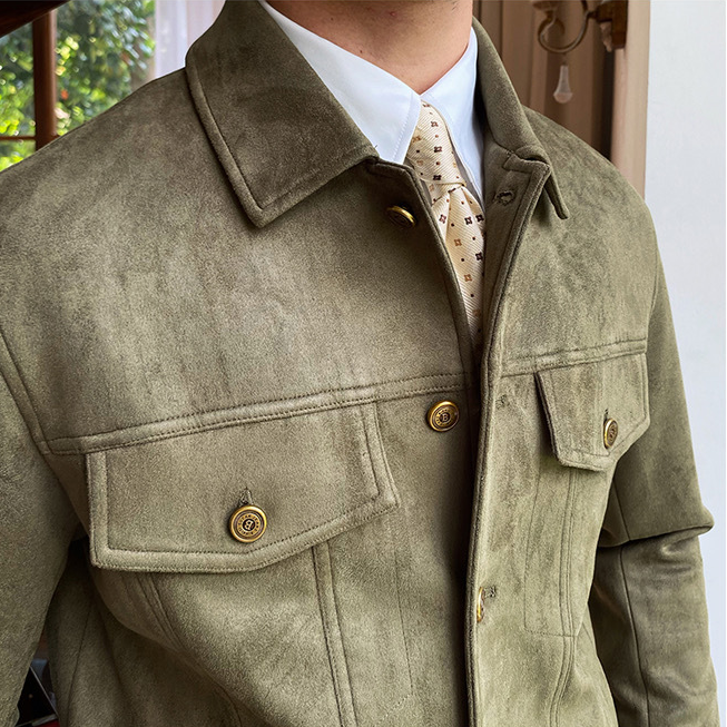 Rugged Suede Button-up Jacket