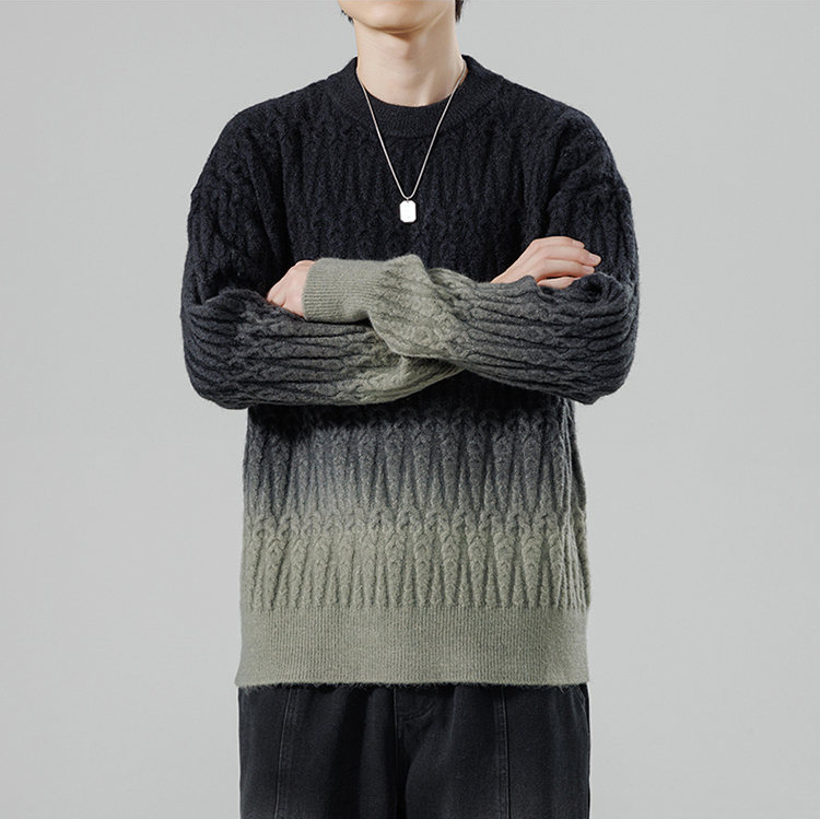 Ombrè Textured Knit Crewneck