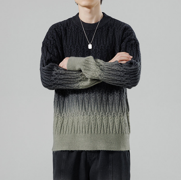 Ombrè Textured Knit Crewneck