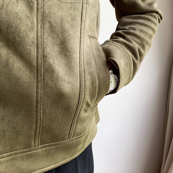 Rugged Suede Button-up Jacket