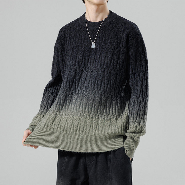 Ombrè Textured Knit Crewneck