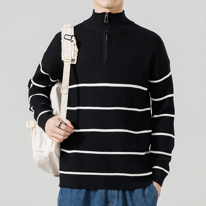 Ribbed Knit Quarter-Zip Sweater