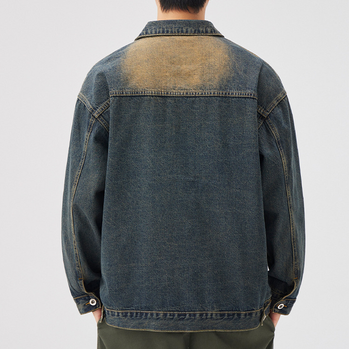 Dune Sand Distressed Denim Jacket