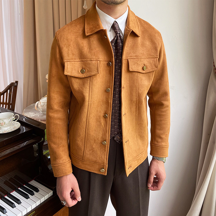 Rugged Suede Button-up Jacket