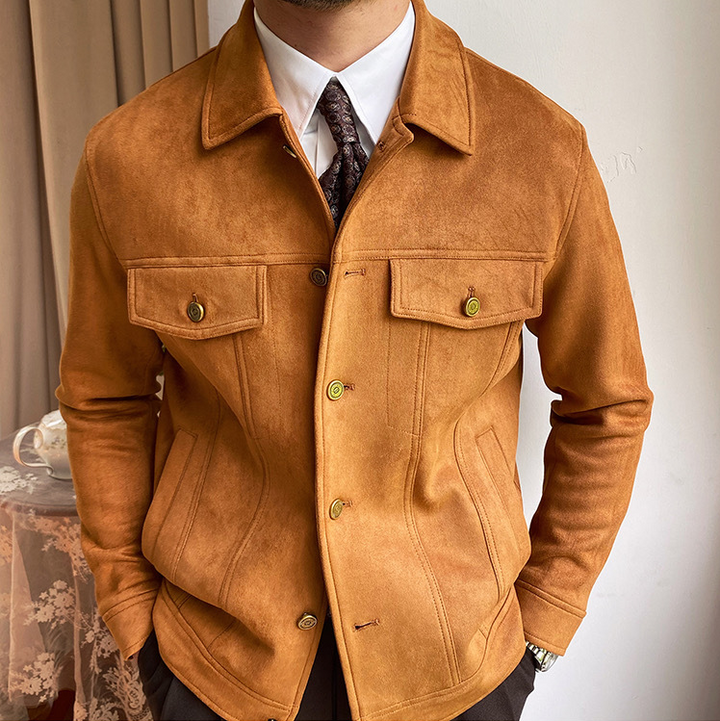 Rugged Suede Button-up Jacket