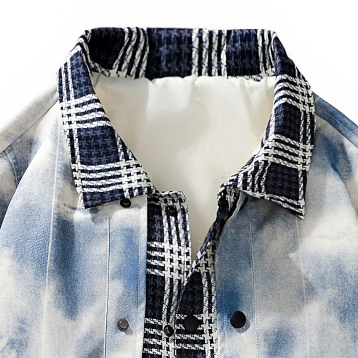 Cloud-Wash Denim Bomber Jacket