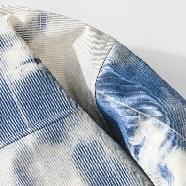 Cloud-Wash Denim Bomber Jacket