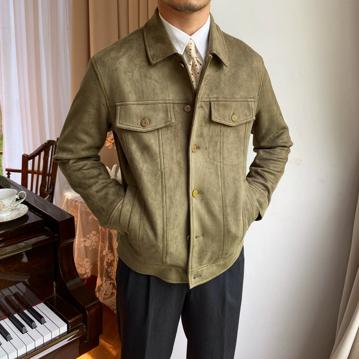 Rugged Suede Button-up Jacket