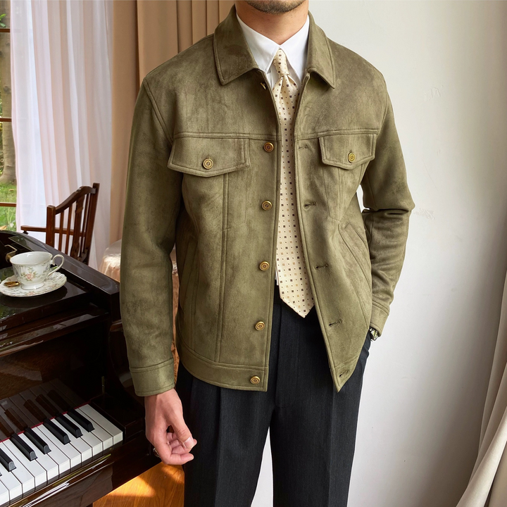 Rugged Suede Button-up Jacket