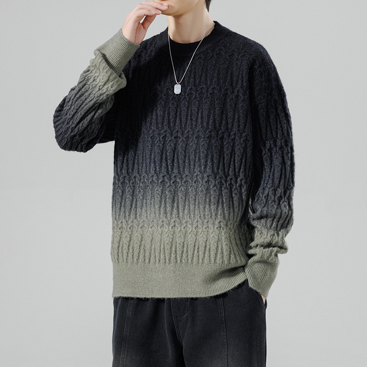 Ombrè Textured Knit Crewneck