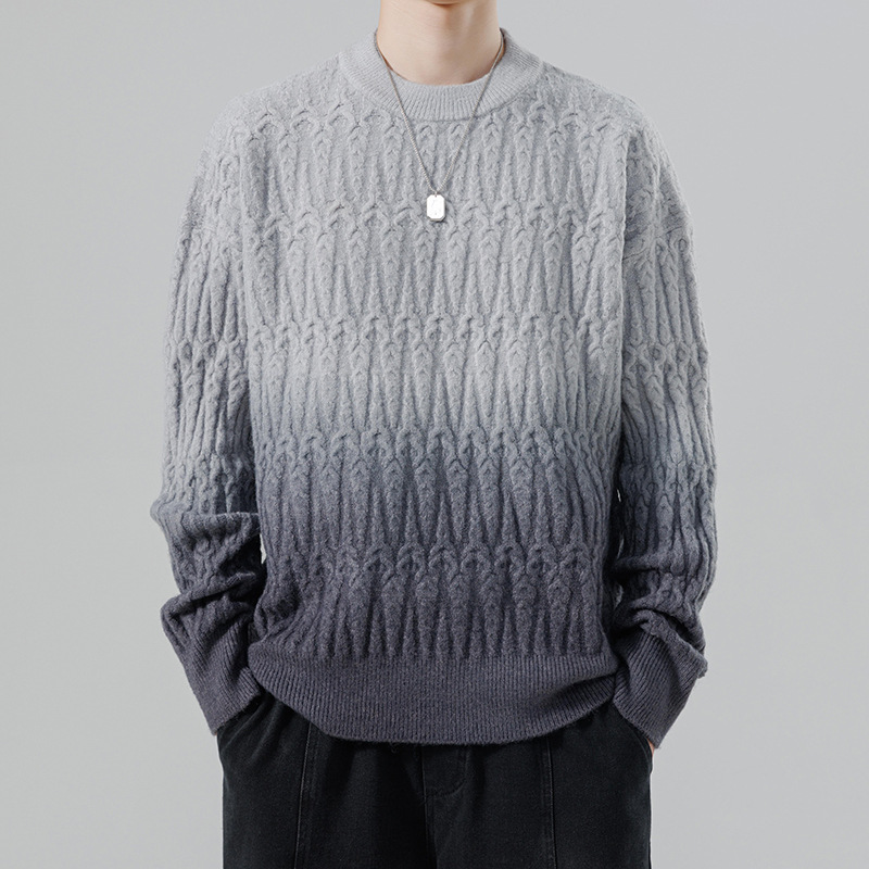 Ombrè Textured Knit Crewneck