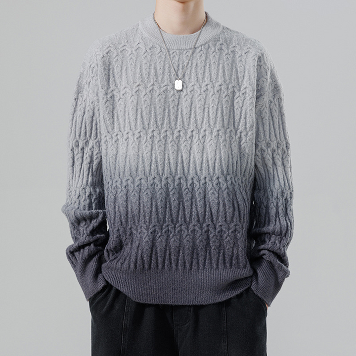 Ombrè Textured Knit Crewneck
