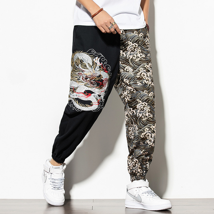 Kyoto Dragon Embroidered Joggers